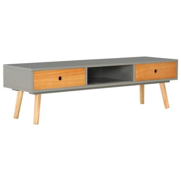 vidaXL Mueble para TV de madera maciza de pino gris 120x35x35 cm