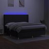 vidaXL Cama box spring colch&oacute;n y luces LED tela negro 180x200 cm