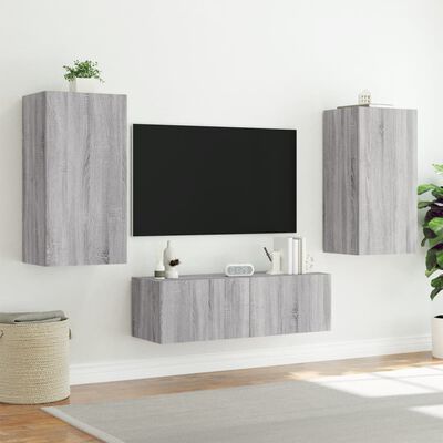 vidaXL Mueble de TV de pared con luces LED gris Sonoma 40,5x35x80 cm