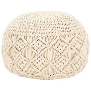 vidaXL Puf de macram&eacute; hecho a mano algod&oacute;n 45x30 cm