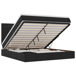 vidaXL Estructura de cama otomana con colch&oacute;n tela negra 160x200 cm
