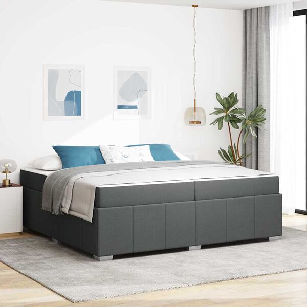 vidaXL Estructura de cama con colch&oacute;n Gris oscuro 200 x 200 cm tela