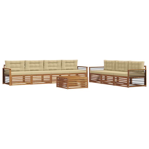 vidaXL Conjunto de sof&aacute;s de exterior con coj&iacute;n 8 pcs Natural y Beige