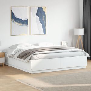 vidaXL Estructura de cama con LED sin colch&oacute;n blanco 180x200 cm