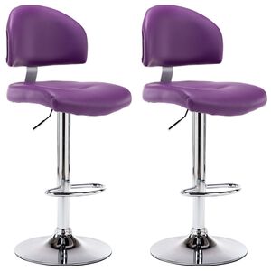 vidaXL Taburetes de cocina 2 unidades cuero sint&eacute;tico morado