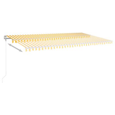 vidaXL Toldo manual retráctil con postes amarillo y blanco 6x3 m