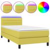 vidaXL Cama box spring colch&oacute;n y luces LED tela verde 80x200 cm