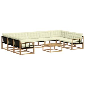 vidaXL Conjunto de sof&aacute;s de exterior 10 uds. Blanco y Crema