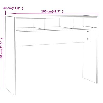 vidaXL Mesa consola madera contrachapada gris Sonoma 105x30x80 cm