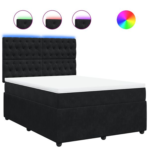 vidaXL Cama box spring con colch&oacute;n terciopelo negro 140x200 cm
