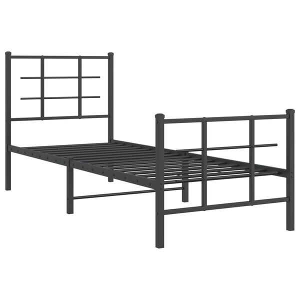vidaXL Estructura cama sin colch&oacute;n con estribo metal negro 75x190 cm