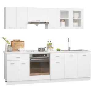 vidaXL Conjunto de armarios de cocina de 8 piezas "Lyon" de madera de ingenier&iacute;a blanca