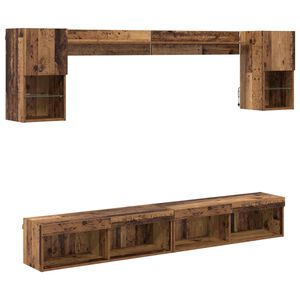 vidaXL Unidades de TV de Pared con LED con LED 6 pcs Madera vieja