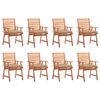 vidaXL Sillas comedor de jard&iacute;n y cojines 8 uds madera maciza acacia