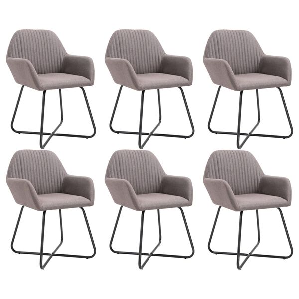 vidaXL Sillas de comedor 6 unidades de tela gris taupe