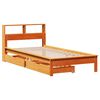 vidaXL Cama con estantería sin colchón madera maciza marrón 90x190 cm