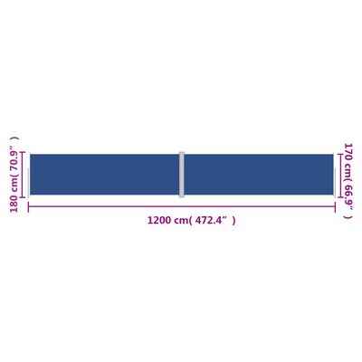 vidaXL Toldo lateral retráctil azul 180x1200 cm