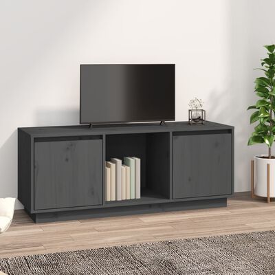 vidaXL Mueble para TV de madera maciza de pino gris 110,5x35x44 cm