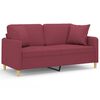 vidaXL Sof&aacute; de 2 plazas con cojines tela rojo tinto 140 cm