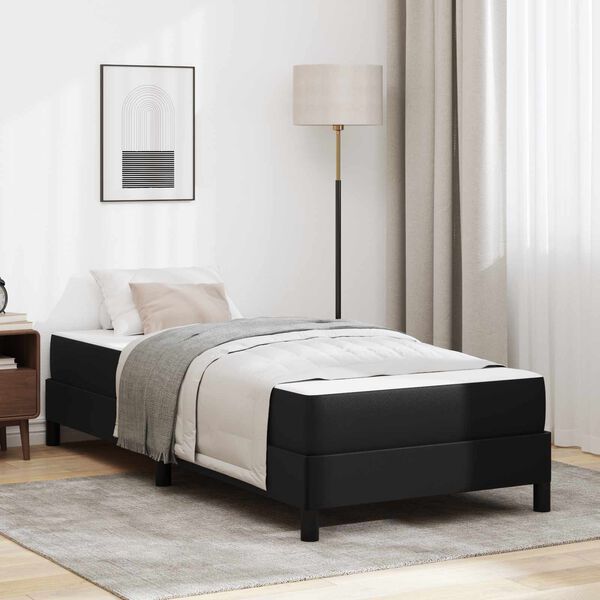 vidaXL Estructura de cama con colch&oacute;n Negro 90 x 200 cm tela