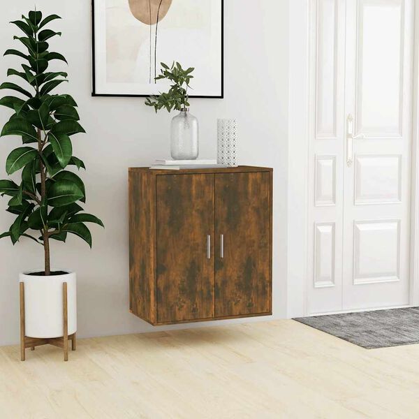 vidaXL Mueble zapatero madera contrachapada roble ahumado 60x35x70 cm