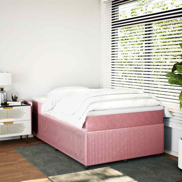 vidaXL Cama box spring con colch&oacute;n terciopelo rosa 120x200 cm