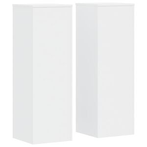 vidaXL Soportes de plantas 2 uds madera ingenier&iacute;a blanco 33x33x100 cm