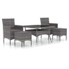 vidaXL Set comedor jard&iacute;n 5 pzas rat&aacute;n sint&eacute;tico vidrio templado gris