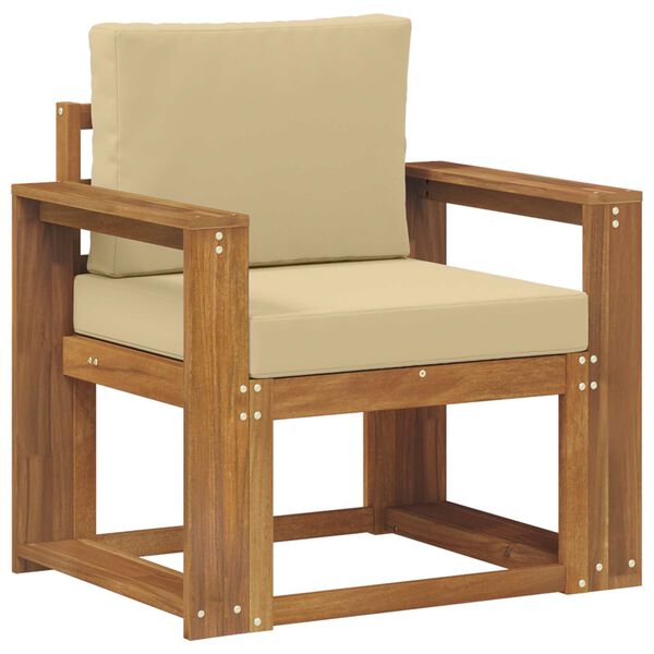 vidaXL Sof&aacute; de exterior Madera de Acacia S&oacute;lida y Poli&eacute;ster Natural