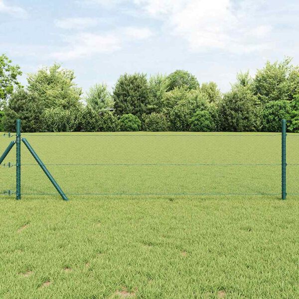vidaXL Cerca Hexagonal Verde 0.8 x 50 m Acero