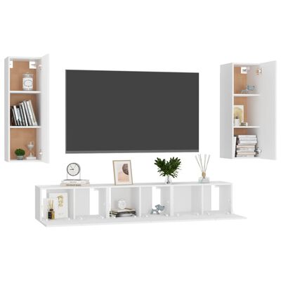 vidaXL Juego de mueble para TV de 5 piezas madera de ingeniería blanco