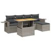 vidaXL Set de muebles de jard&iacute;n 6 pzas y cojines rat&aacute;n sint&eacute;tico gris