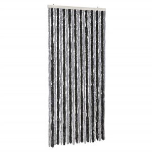 vidaXL Cortina antimoscas chenilla gris y negro 90x220 cm