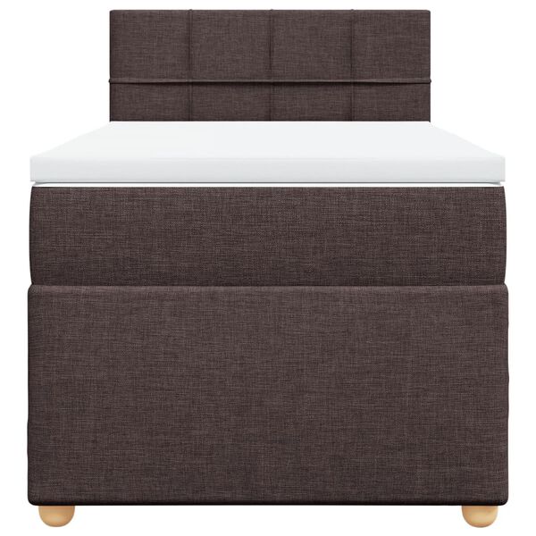 vidaXL Cama box spring con colch&oacute;n tela marr&oacute;n oscuro 80x200 cm