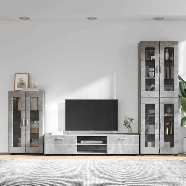 vidaXL Conjunto de mueble de TV con caj&oacute;n FLORIN Gris Concreto