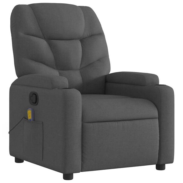 vidaXL Sill&oacute;n de masaje reclinable de tela gris oscuro