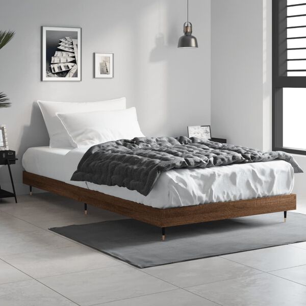 vidaXL Estructura de cama sin colch&oacute;n madera marr&oacute;n roble 100x200 cm