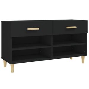 vidaXL Zapatero de madera contrachapada negro 102x35x55 cm