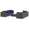 vidaXL Set de sof&aacute;s de jard&iacute;n 7 piezas y cojines rat&aacute;n sint&eacute;tico gris