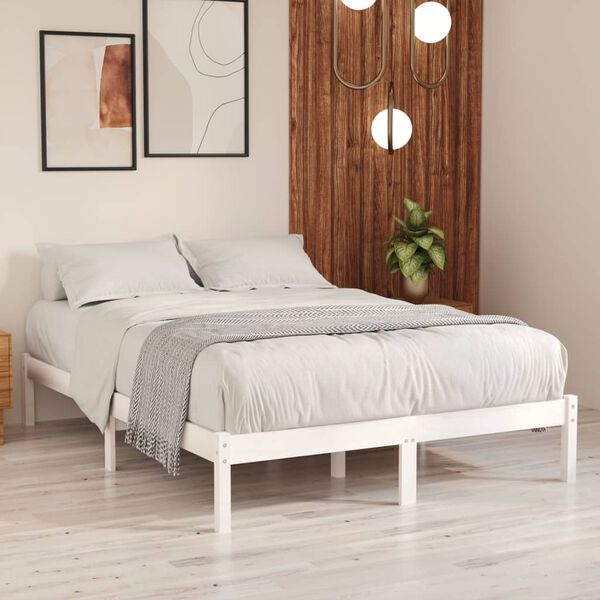 vidaXL Estructura de cama sin colch&oacute;n madera maciza blanco 200x200 cm
