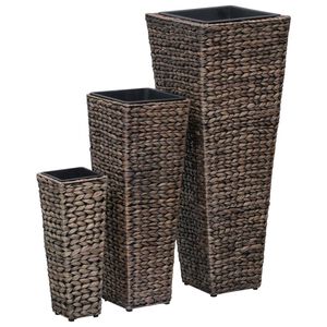 vidaXL Conjunto de arriates 3 piezas jacinto de agua marr&oacute;n oscuro