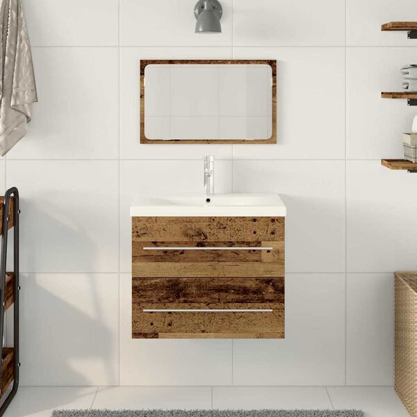 vidaXL Gabinete de Lavabo para Ba&ntilde;o con caj&oacute;n 2 pcs Madera Vieja