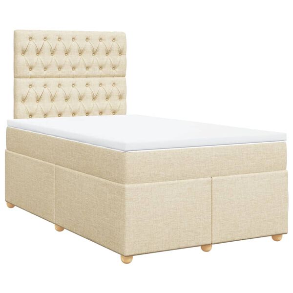 vidaXL Cama box spring con colch&oacute;n tela color crema 120x190 cm