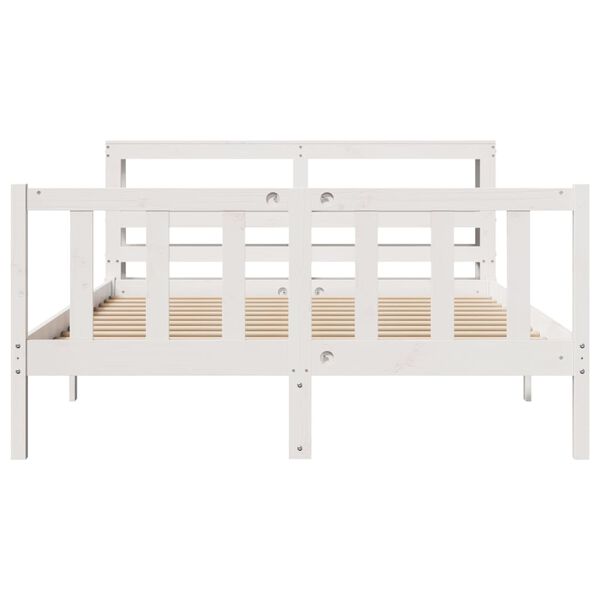 vidaXL Estructura de cama sin colch&oacute;n madera maciza blanca 120x190 cm
