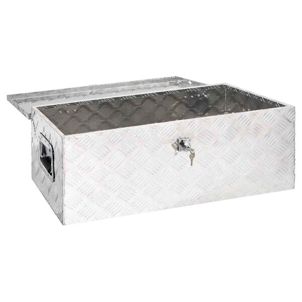 vidaXL Caja de almacenaje de aluminio plateado 80x39x30 cm