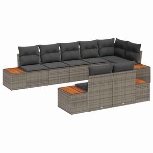 vidaXL Conjunto de sof&aacute;s de jard&iacute;n 8 uds. 8-N&uacute;mero de plazas Gris