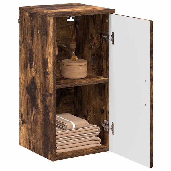 vidaXL Gabinete de Ba&ntilde;o con puerta Roble ahumado 30 x 31,5 x 61 cm