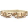 vidaXL Set de muebles de jard&iacute;n 13 pzs cojines madera pino marr&oacute;n miel
