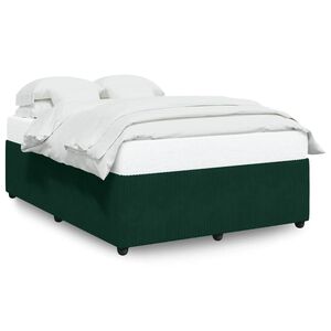 vidaXL Estructura cama sin colch&oacute;n terciopelo verde oscuro 140x190 cm