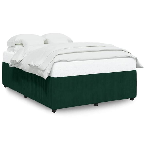 vidaXL Estructura cama sin colch&oacute;n terciopelo verde oscuro 140x190 cm